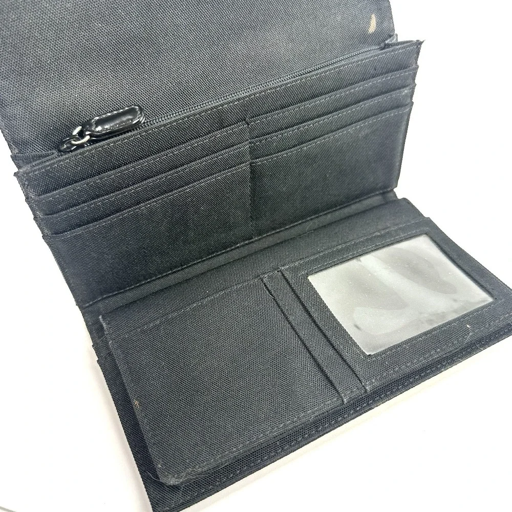 Ralph Lauren Vintage Wallet Black Canvas Faux Leather Checkbook Holder Organizer